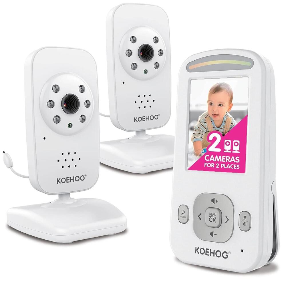 2 Camera Video Baby Monitor, Range up to 1000', 18 Hour Bat, 2-Way Talk No Wifi